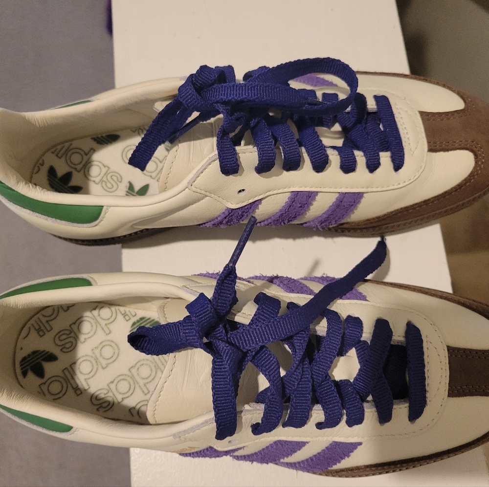 Adidas Samba Sneakers with Purple and Green Accents